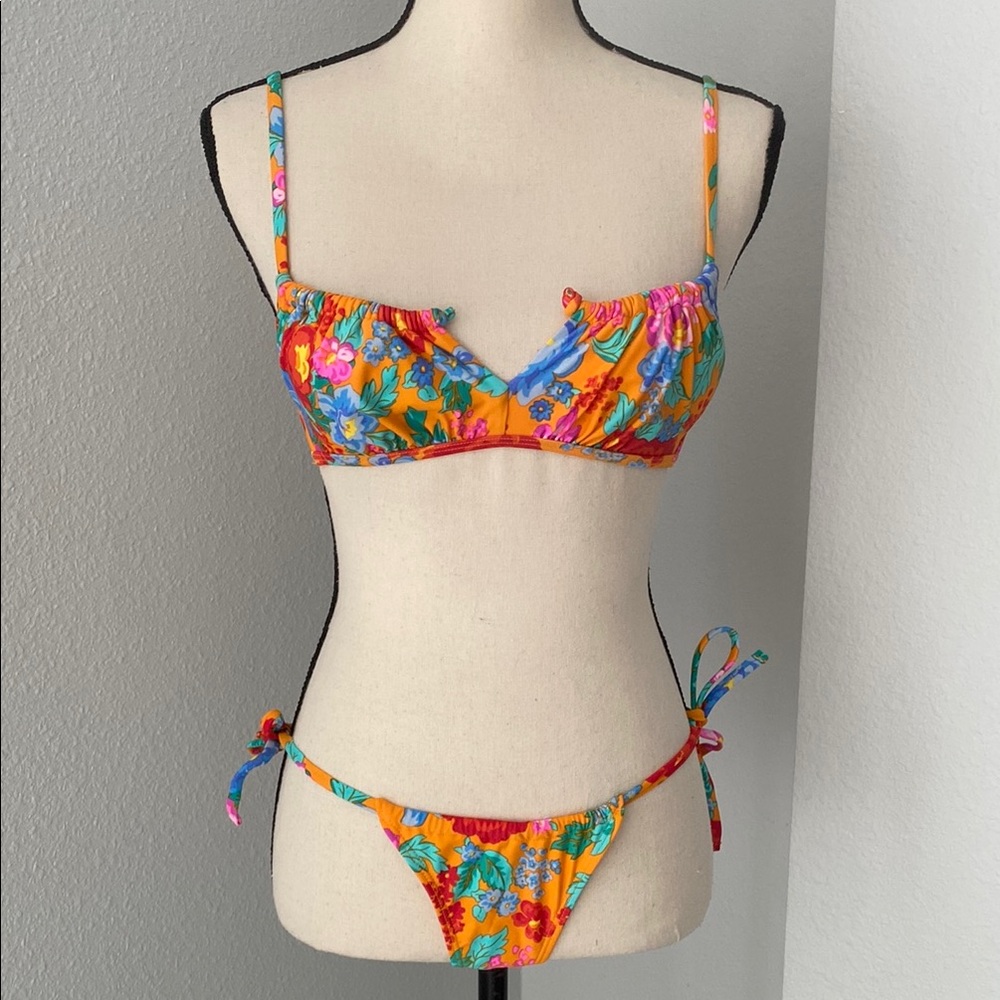 Xhilaration Floral Orange Bikini Set